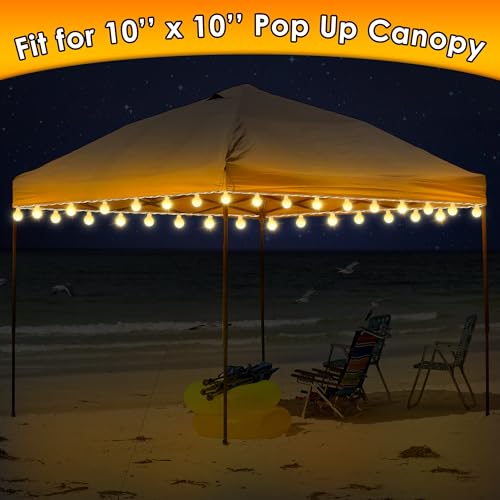 ElectricWise 1 Pack LED Canopy Lights, 40ft 80LED Battery Powered Canopy Tent Lights Outdoor with 8 Modes, Warm White Cano...