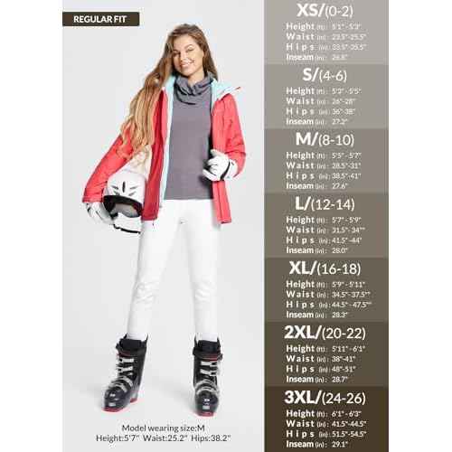 baleaf Women's Fleece Lined Snow Ski Pants Waterproof Windproof Softshell Insulated Slim Thermal Pants Zipper Bottom Leg