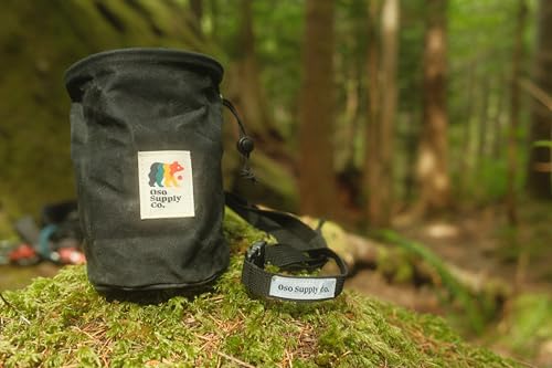Oso Supply Co - Waxed Canvas Chalk Bag for Rock Climbing, Bouldering Chalk Bucket with Belt, Waterproof, Zippered Pocket -...