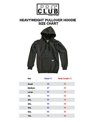 Pro Club Men's Heavyweight Full Zip Fleece Hoodie