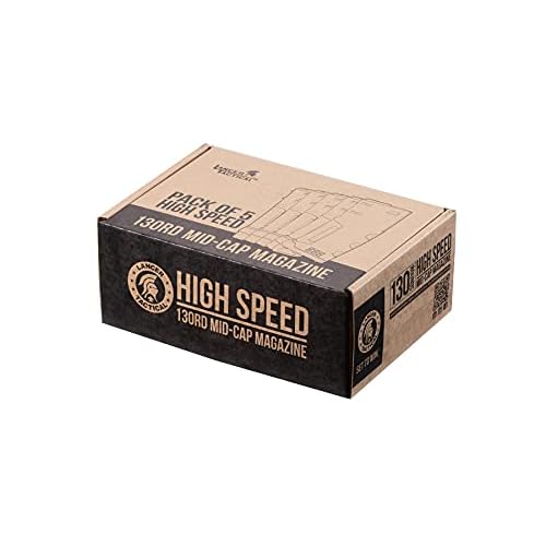 Lancer Tactical Airsoft M4 M16 Series Polymer 130 Round Transparent Window High Speed Mid-Cap Airsoft Magazine- Pack of 5