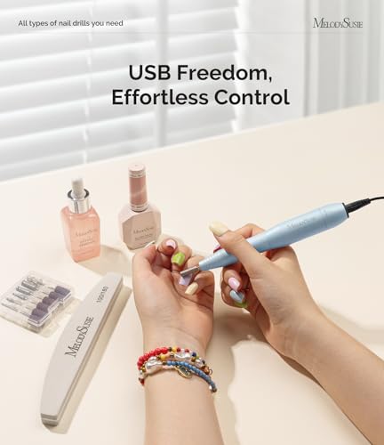 MelodySusie Pen-Shaped Portable USB Nail Drill, PC120I 20000RPM Electric Nail File with Compact Design for All Nail Care, ...