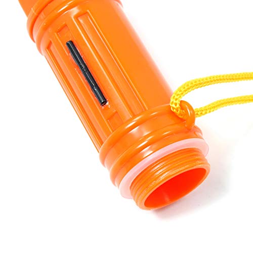 SE 5-in-1 Orange Survival Whistle with Compass, Signaling Mirror, Lanyard, and Fire Starter - 112dB, 4.5-Inch Length - Ide...
