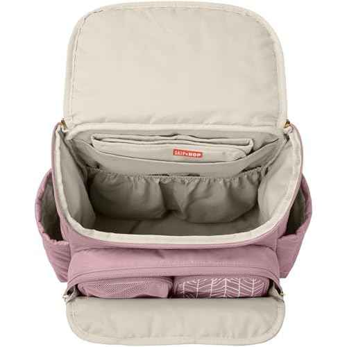 Skip Hop Diaper Bag Backpack: Forma, Multi-Function Baby Travel Bag with Changing Pad & Stroller Attachment, Mauve Mist