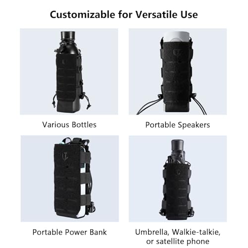 VISIONTAC Tactical MOLLE Pouch Water Bottle Holder with Shoulder Strap Modular Bag for Outdoor Hiking Camping Hunting Fish...