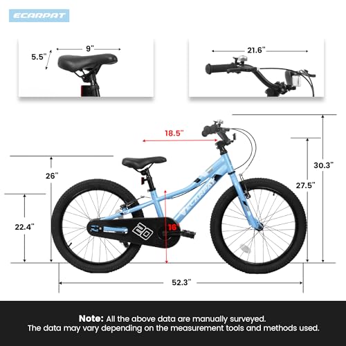 KWOJU 20 Inch Kids' Bike, Boys Girls Mountain Bike Ages 3-5, 7 Speed Teenager Children Kids' Bicycles, Front Suspension Disc Brake Rear V-Brake, Rear Holding Brake (Blue)