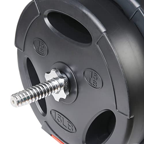 Fitvids Vinyl Standard 1-Inch Plate Weight Plate for Strength Training and Weightlifting, 80-Pound Set with Barbell