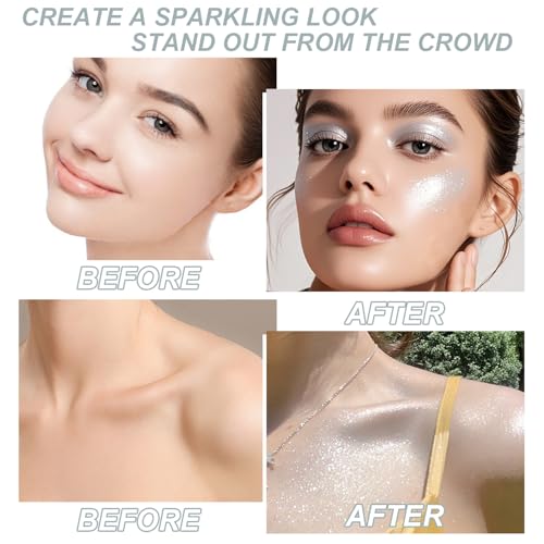 Hair and Body Glitter Spray, 1PC Hair Glitter Extra Fine Face Shimmer Powder for Clothes, Festival Loose Sparkle Powder fo...