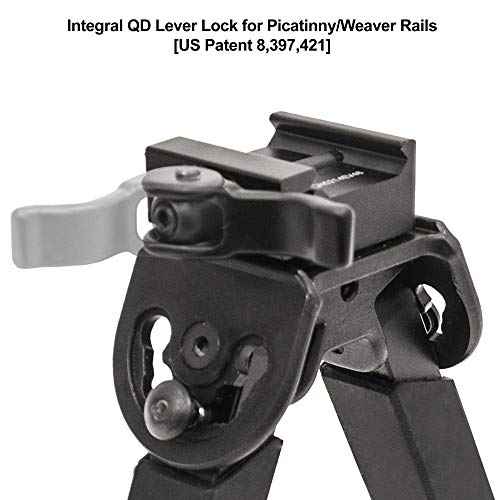 UTG Rubber Armored Full Metal QD Bipod, Height 6.0"- 8.5", Black
