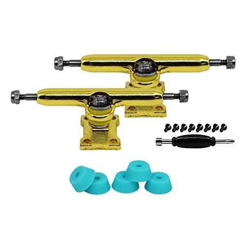 34mm Prodigy Gen2 Pro Fingerboard Trucks - Pro Style Base and Hanger with Custom Pivot Tuning and Pro Duro Bubble Bushings - Gold Colorway
