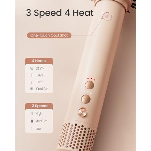 AIMIKE HyperFlow High Speed Blow Dryer Brush, One-Step Hair Dryer & Styler Volumizer, 3X Fast Drying & No Heat Damage, Detachable Hot Air Round Brush for Smooth Frizz-Free Blowout, 3.3'' Overall Dia