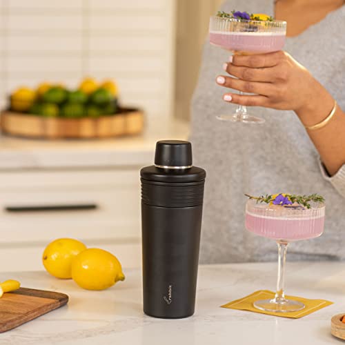 Rabbit Wine 18 oz Stainless Steel Cocktail Shaker, Multi-Use Stainless Steel Topper with 1.5 oz Jigger Cap and Strainer, B...