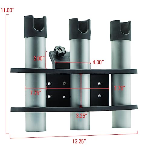 Extreme Max 3005.5606 3-Rod Holder for 45° Lund Sport Track Systems, Black