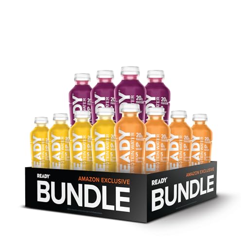 Ready® Clear Protein Water Variety Pack – 12 Bottles | Black Cherry, Orange Mango, & Lemon Ice | 20g Protein | Sugar-Free ...