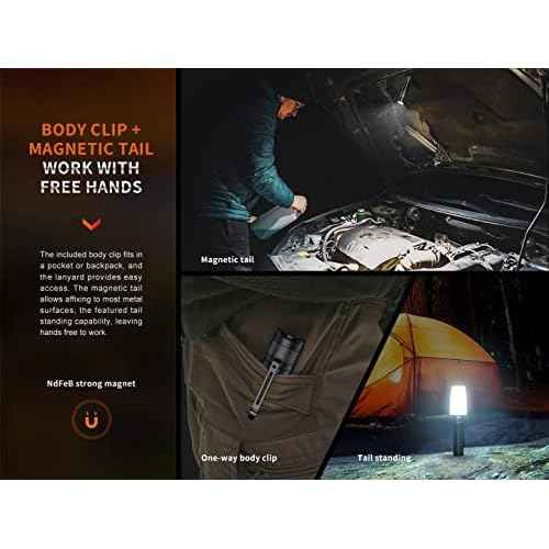 Fenix E35R EDC Flashlight, 3100 Lumens USB-C Rechargeable High Lumen Performance Flashlight with LumenTac Organizer (Black)