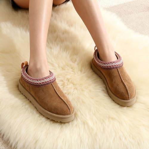 MelSyd Womens Slippers Sheepskin Indoor-Outdoor: 100% Australian Merino Wool Lined with Memory Foam Cozy House Shoes - Sli...