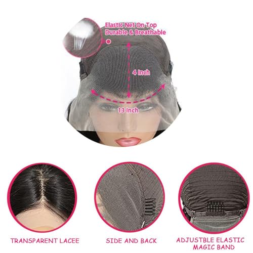 28 Inch Deep Wave Lace Front Wigs Human Hair 200% Density 13x4 HD Transparent Lace Deep Curly Human Hair Wig for Black Women Brazalian Virgin Wigs Pre Plucked