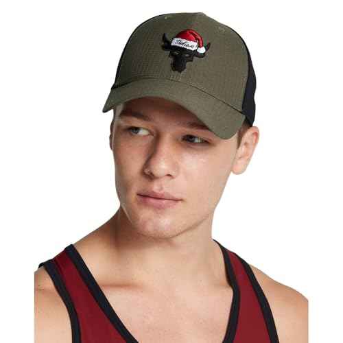 Under Armour Men's Project Rock Red One Trucker Hat, Marine OD Green/Black/Red, One Size Fits Most