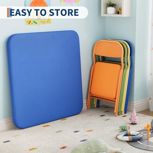 GarveeHome 3-Piece Kids Folding Table and Chairs Set, Toddlers Children's Activity Table and Chairs Set for Dining Room,Da...