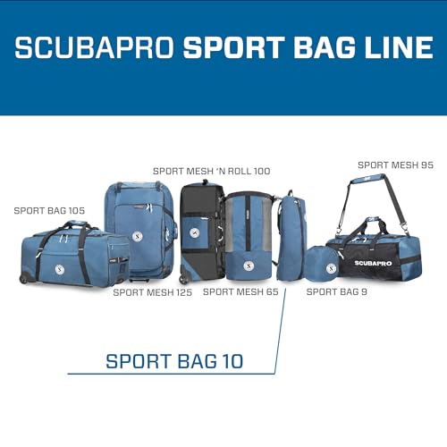 SCUBAPRO Sport 10 Dive Bag with Backpack Straps and Top Handle for Scuba Diving Gear, Denim Blue Color Fabric