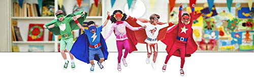Kids Superhero Capes and Masks Set Bulk Dress Up Costumes with Bracelets for Boys and Girls Ages 2-12 – Satin Capes, Felt Masks, Birthday Party Favors, Pretend Play Toys