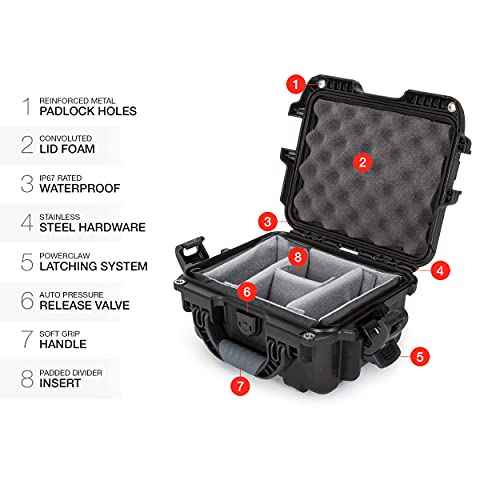 NANUK Small Series 905 Lightweight NK-7 Resin Waterproof Protective Case with Padded Dividers for Point & Shoot Camera or Binoculars, Black