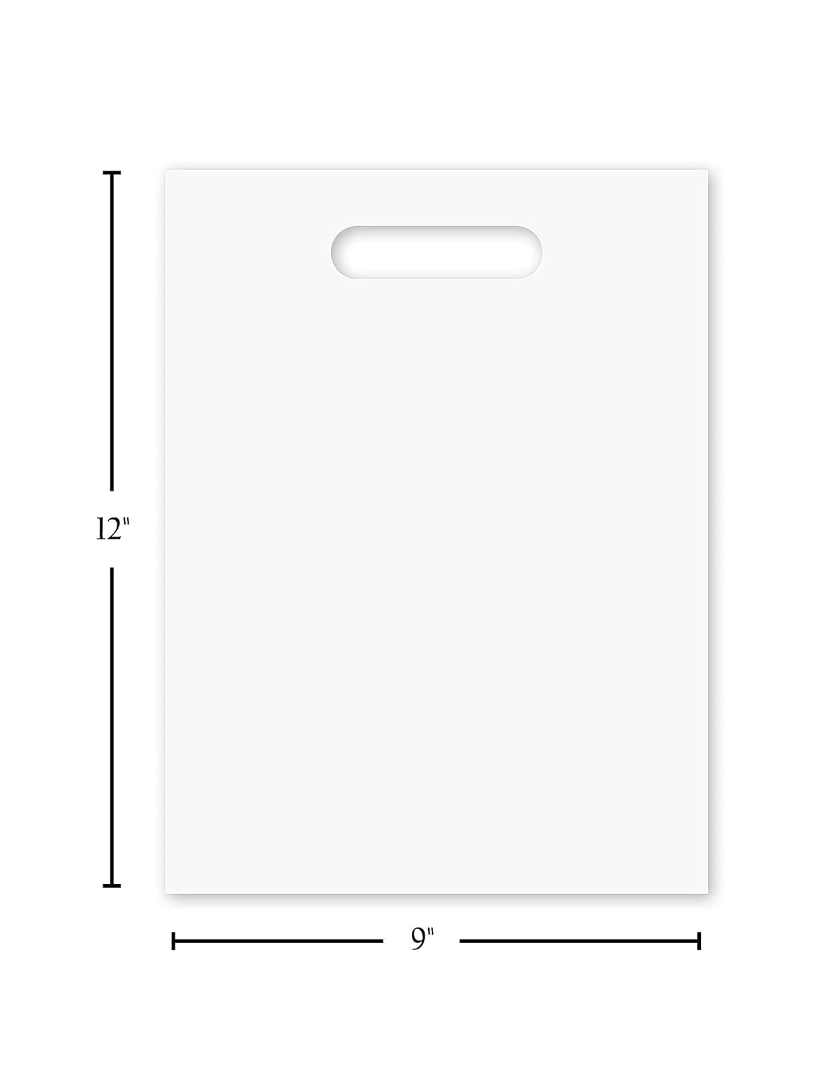 Purple Q Crafts Plastic Bag With Die Cut Handle 9" x 12" White Merchandise Bags 100 Pack for Retail, Gifts and Shows