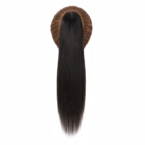 TESS Human Hair Claw Clip Ponytail Extension Real Remy Hair long ponytail extension for Women Straight, 16 Inch, Natural Black