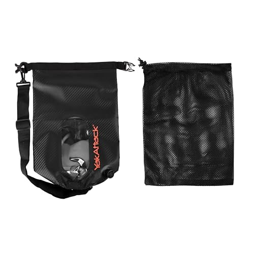 YakAttack 5L Roll-Top Drybag with Air Valve - Black Carbon | Waterproof Marine Dry Bag for Kayaking, Boating & Paddleboard...
