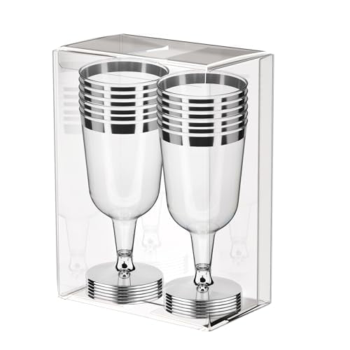 DecorRack 12 Plastic Wine Glasses, 6 Oz -BPA Free- Disposable Party Wine Cups, Perfect for Outdoor Parties, Weddings, Picn...