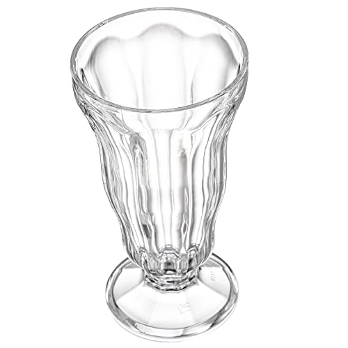 Mezchi 6 Pack Acrylic Milkshake Glasses, 15 OZ Plastic Old Fashioned Soda Glass, Shatterproof Footed Ice Cream Cups, Clear...