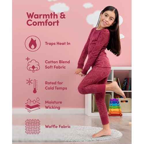 Fruit of the Loom girls Premium Thermal Waffle Underwear Set
