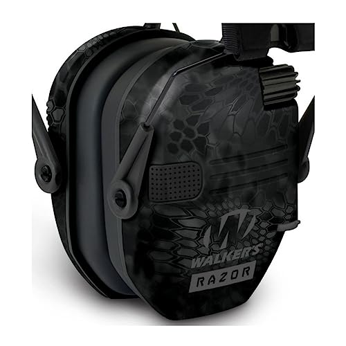 Walkers Razor Patriot Series Hi-Gain Omnidirectional Microphone Adjustable Range Shooting Hunting Hearing Protection Electronic Earmuffs (Kryptek Camo) (2-Pack)