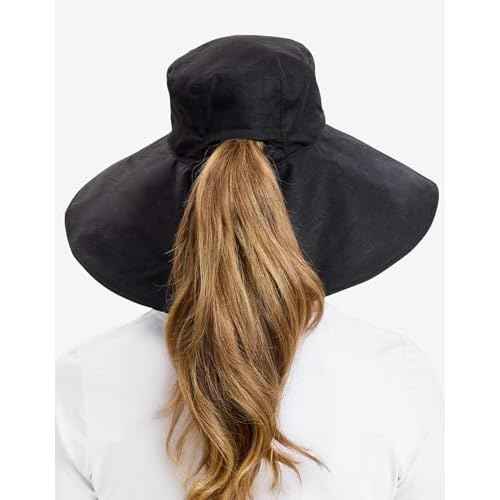 Solbari Women¡¯s Ultra-Wide Cotton Linen Sun Hat UPF 50+, Packable, Adjustable with Ponytail Hole for Travel, Beach & Outdoors