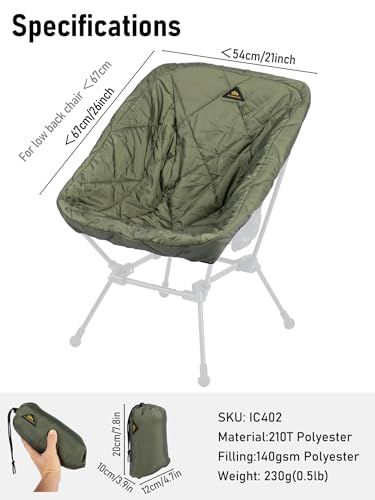 iClimb Quilted Seat Warmer Chair Cover for Ultralight Compact Folding Chair