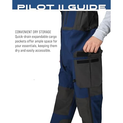 FROGG TOGGS Men's Pilot II Guide Waterproof Breathable Rain Bib, Dust Blue/Slate, Medium