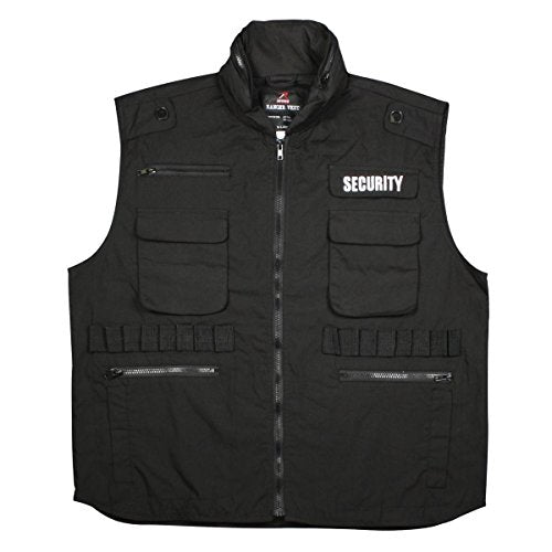 Rothco Security Ranger Vest - Tactical Outdoor Utility Cargo Jacket with Multiple Pockets (US, Alpha, XX-Large, Regular, Regular, Black)