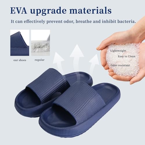 Cloud Slippers for Women and Men, Ultra Comfortable Pillow House Slippers, Lightweight Shower Shoes with Thick Sole, Non-S...