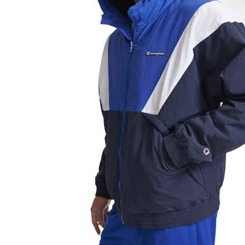 Champion mens Color Block Lined Windbreaker With Hood