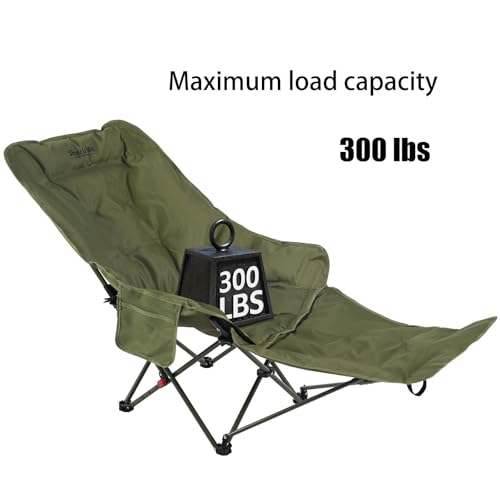 Dual Purpose Folding Camping Cot and Chair with Removable Footrest for Adults, Easy-to-Assemble Adjustable Sleeping Chair ...