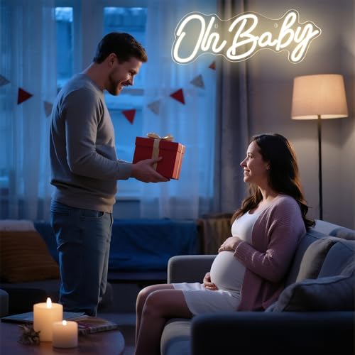 Oh Baby Neon Sign for Backdrop Wall Decor, Dimmable LED Neon Light for Backdrop Baby Shower, Birthday, Bedroom Christmas B...
