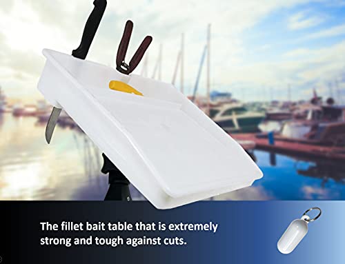 Pactrade Marine Bait Cutting Board for Boat - Adjustable Fish Cleaning Filet Table with Compartments, Knife Slots, and Eng...