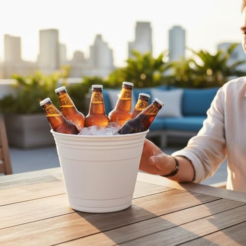 White Solo Cup Ice Bucket, Party Beverage Cooler, Perfect for Indoor/Outdoor Celebrations, Holidays, BBQ’s, Social Gatheri...