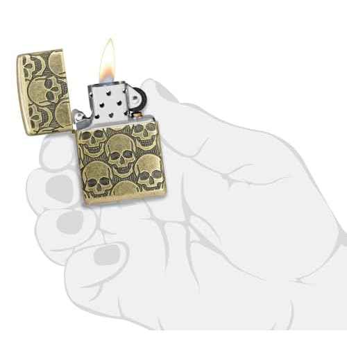 Zippo Cackling Cranium Design Armor Antique Brass Pocket Lighter
