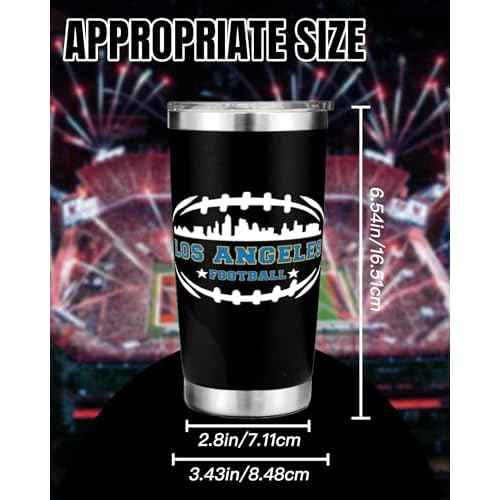 Football Fan 20 Oz Insulated Travel Coffee Cup Mug Tumbler with Lid Los Angeles Themed Merch Shop Men Women Sport Stuff Gear Apparel Chargers Team Decor Accessorie Husband Boyfriend Dad Birthday Gift