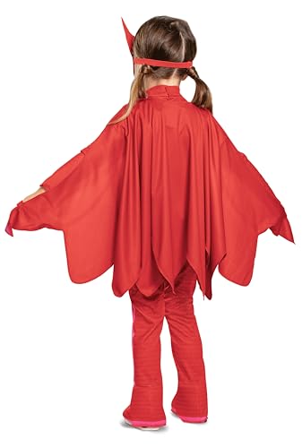 Disguise PJ Masks Owlette Costume, Deluxe Kids Light Up Jumpsuit Outfit and Character Mask, Toddler Size Medium (3T-4T) Red