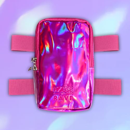 Holographic Thigh Bag No-Slip-Padded Backing - Inner Pockets & Double Zipper Carnival Thigh Bag for Women - Iridescent Leg...