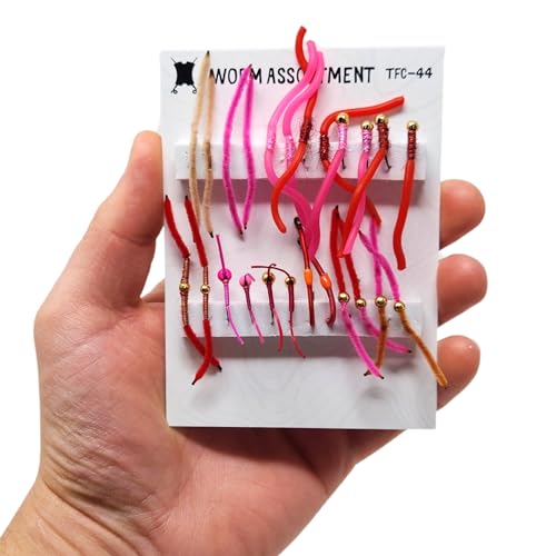 The Fly Crate | 24 San Juan Worm Fly Fishing Flies Assortment for Trout | 2 Dozen Beaded Worms Wet Nymph Flies
