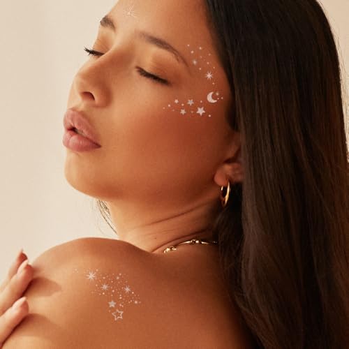 Flash Tattoos Fairy Dust Metallic Temporary tattoos-2 sheet mini pack | Includes over 23 premium silver foil giltter tatto...