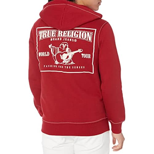 True Religion mens Velour Big T Zip Up Hoodie